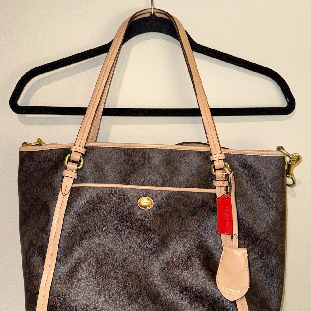 Coach Dark Brown and Tan Tote Bag